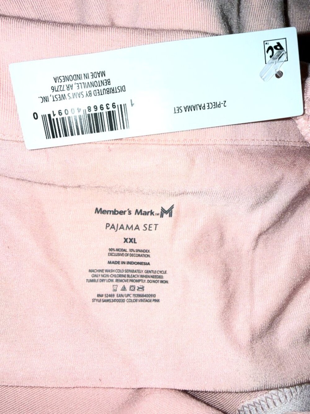 NWT Member's Mark Pink Pajama Set Women's Size XXL - Picture 8 of 8
